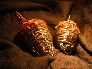Acorns relaxing in bed.