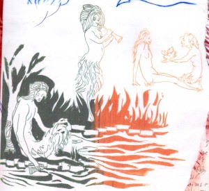 I find adding less pouty smiles to Aubrey Beardsley's nymphish figures satisfying.
